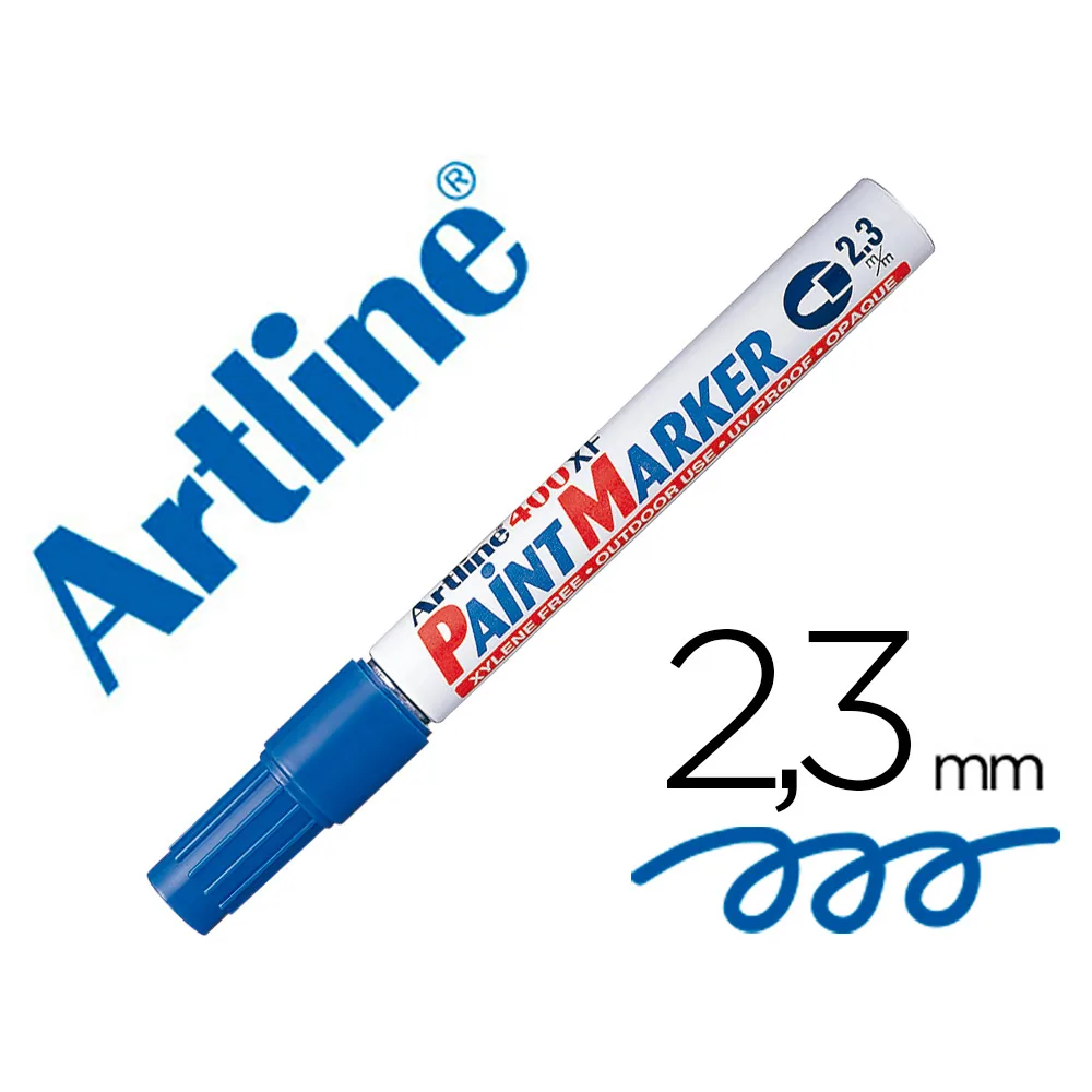 Rotulador Artline Marcador Permanente EK-400 Xf Azul -punta Redonda 2.3 MM -metal Caucho y Plastico