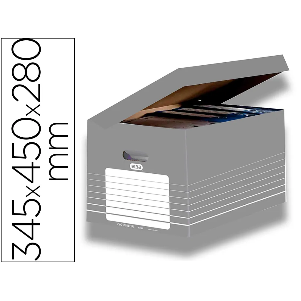 Cajon Elba Carton Color Gris para 5 Cajas Archivo Definitivo 345X450X280MM
