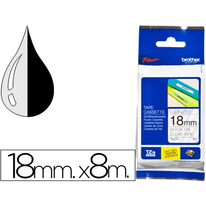 Cinta Brother TZE-141 Transparente-negro 18MM Longitud 8 M