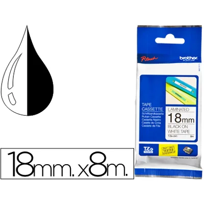 BROTHER Cinta Brother TZE241 Blanco-negro 18MM Longitud 8 M