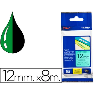 BROTHER Cinta Brother TZE-731 Verde-negro 12MM Longitud 8 M