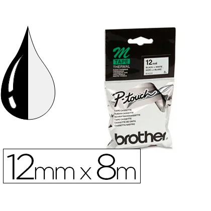 Cinta Brother MK-231 Blanco-negro 12MM Longitud 8 M