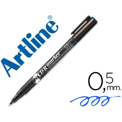 ARTLINE Rotulador Artline para CD Punta de Fibra Permanente EK-883 Azul -punta Redonda 0.5 MM