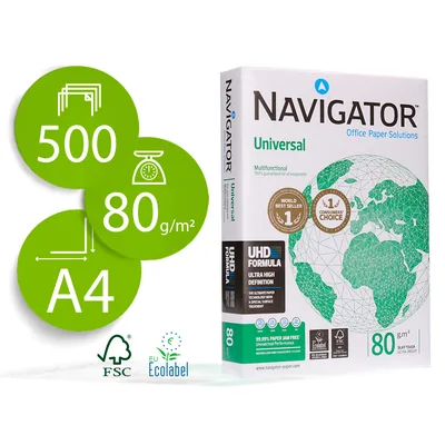 NAVIGATOR Papel Fotocopiadora Navigator DIN A4 80 Gramos Paquete de 500 Hojas