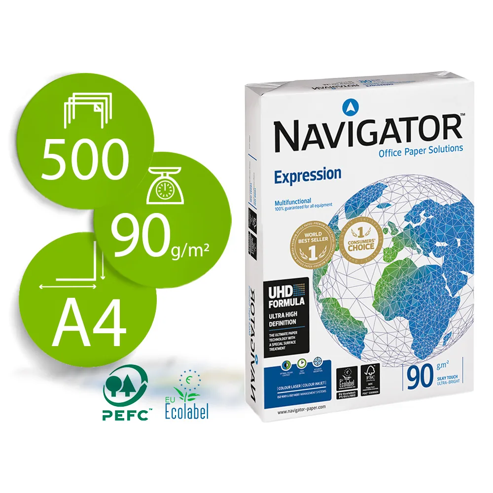 Papel Fotocopiadora Navigator DIN A4 90 Gramos Paquete de 500 Hojas