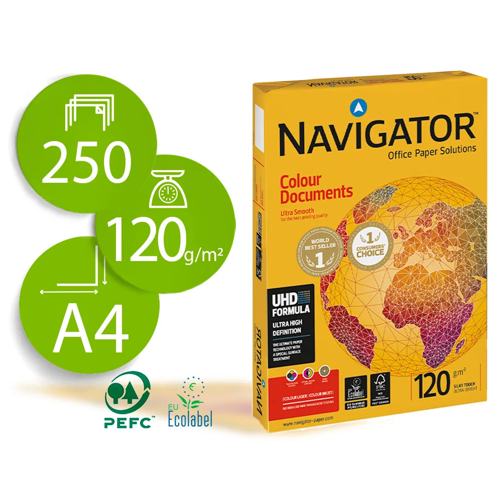 Papel Fotocopiadora Navigator DIN A4 120 Gramos Paquete de 250 Hojas