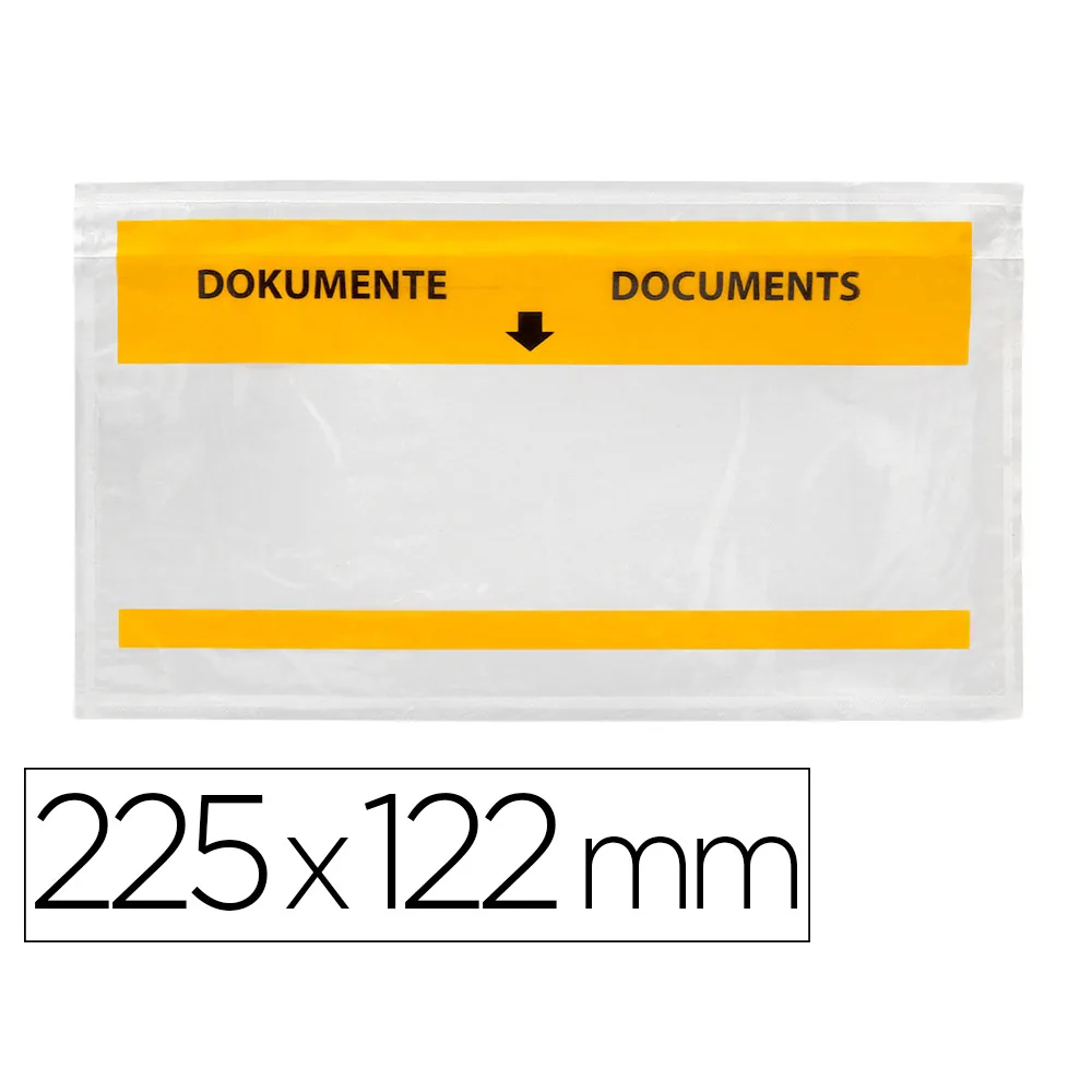 Sobre Autoadhesivo Q-Connect Portadocumentos Multilingue 225X122 MM Ventana Totalmente Transparente Paquete de 100