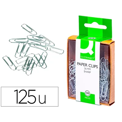 Q-CONNECT Clips Niquelados Q-Connect 26 MM Caja de 125 Unidades
