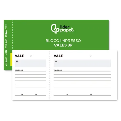 LIDERPAPEL Talonario Liderpapel Vales Tres en Folio 104 Texto en Portugues