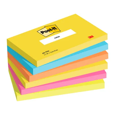 POST-IT Bloc de Notas Adhesivas Quita y Pon Post-It 76X127 MM Neon Pack de 6 Blocs Surtido