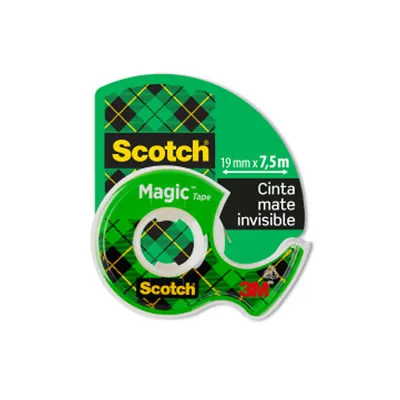 SCOTCH Cinta Adhesiva Scotch Magic Invisible 7,5 M X 19 MM en Portarrollo