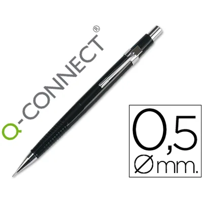 Q-CONNECT Portaminas Q-Connect 0,5 MM con Tres Minas Cuerpo Negro Clip Metalico