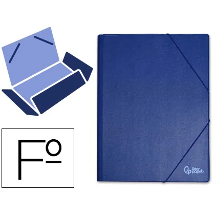Carpeta Liderpapel Gomas Tres Solapas Plastico Folio Color Azul