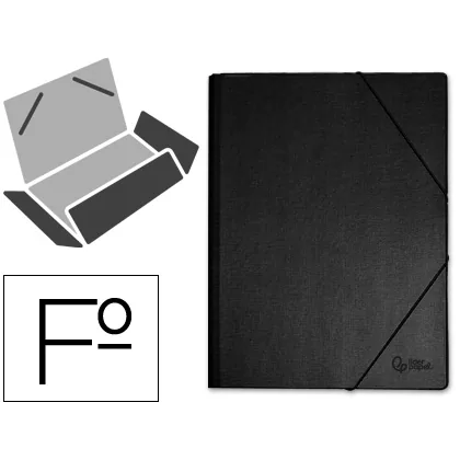Carpeta Liderpapel Gomas Tres Solapas Plastico Folio Color Negro