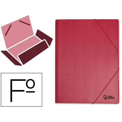 Carpeta Liderpapel Gomas Tres Solapas Plastico Folio Color Rojo