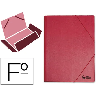 PLA Carpeta Liderpapel Gomas Tres Solapas Plastico Folio Color Rojo