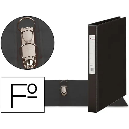 Carpeta 2 Anillas 25 MM Plastico Pardo Folio Negro