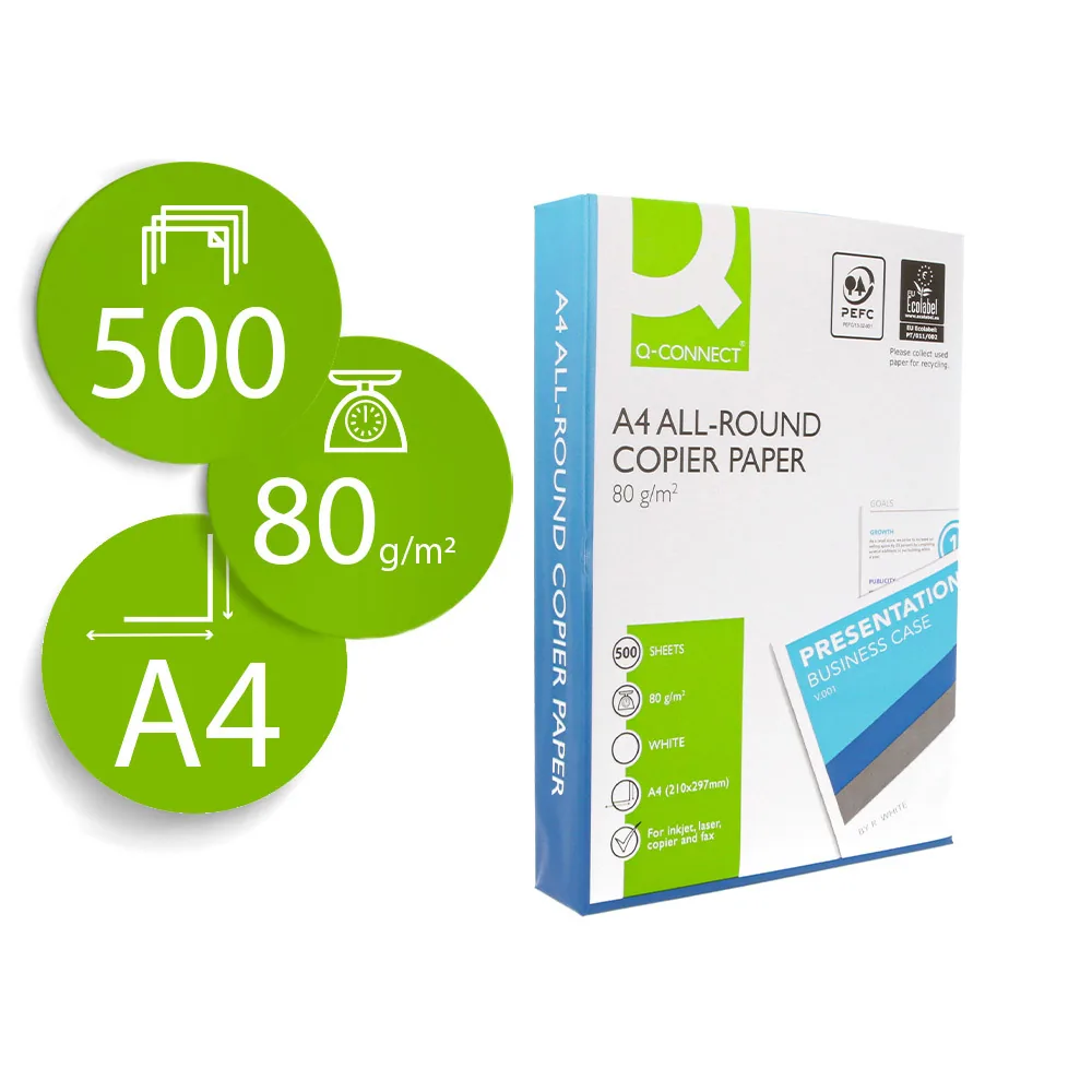 Papel Fotocopiadora Q-connect Economy DIN A4 80 Gramos Paquete de 500 Hojas