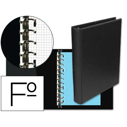 Carpeta Multifin Alfa 3005-M 16 Anillas 24 MM Plastico Folio Negro 215X310 MM