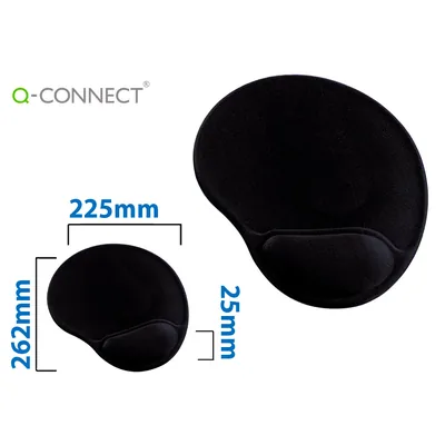 Q-CONNECT Alfombrilla para Raton Q-Connect con Reposamuñecas Ergonomica de Gel Gris Oscuro 262X225X25 MM