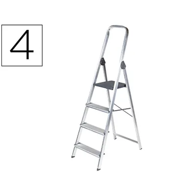 Q-CONNECT Escalera Q-Connect de Aluminio 4 Peldaños 860X462X1470 MM Peso Maximo 150 KG EN-131