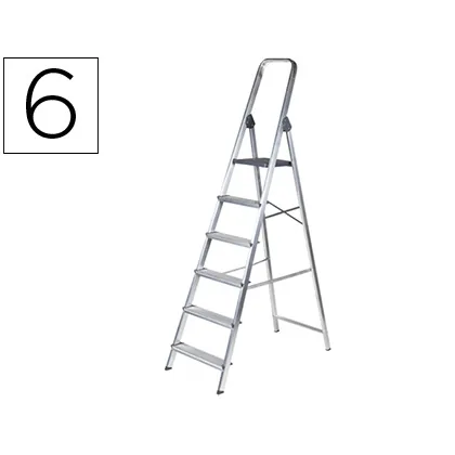Escalera Q-Connect de Aluminio 6 Peldaños 1203X510X1895 MM Peso Maximo 150 KG EN-131