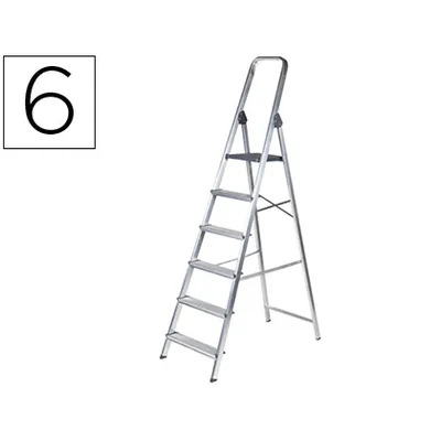 Q-CONNECT Escalera Q-Connect de Aluminio 6 Peldaños 1203X510X1895 MM Peso Maximo 150 KG EN-131