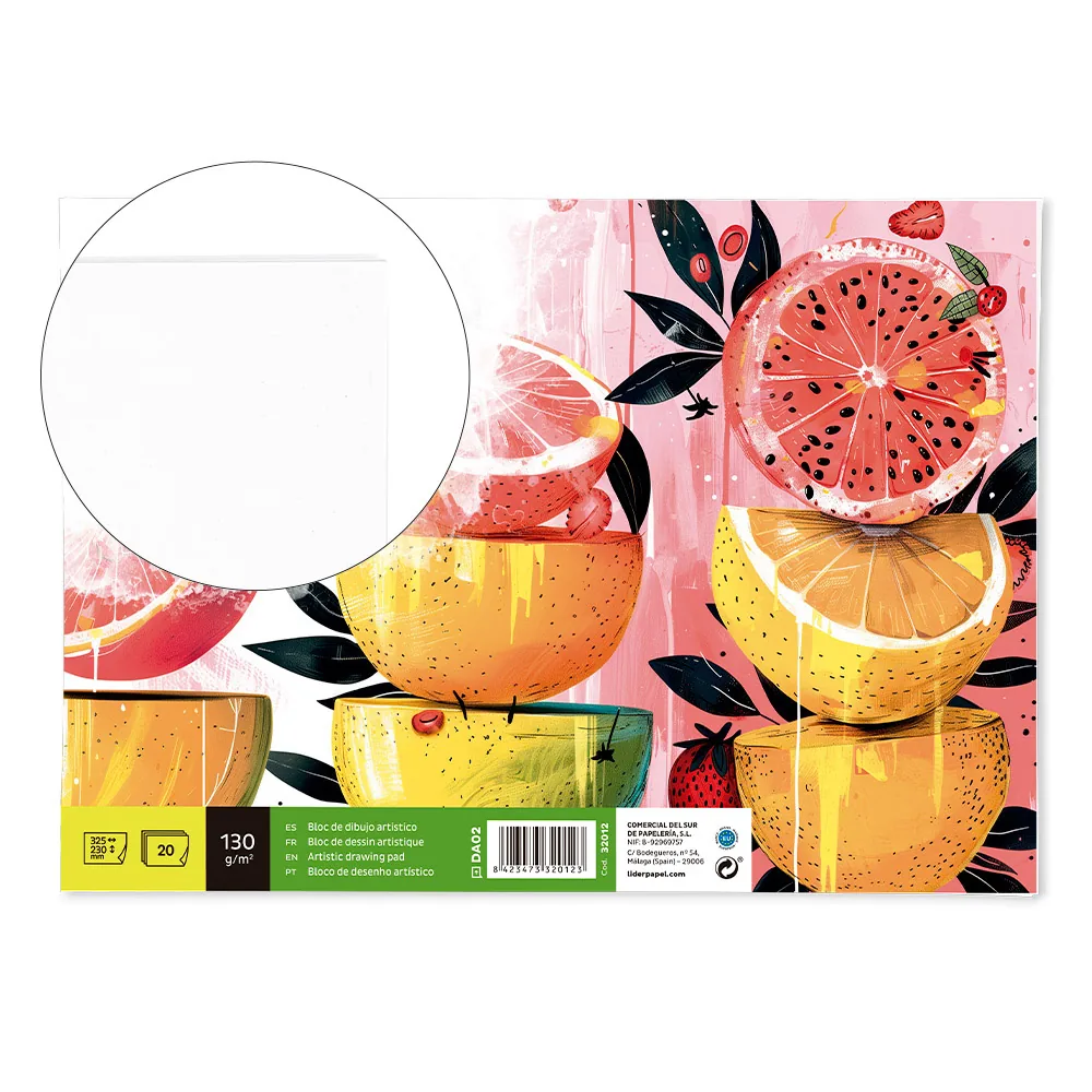Bloc Dibujo Liderpapel Artistico Encolado 230X325MM 20 Hojas 130G/M2 Sin Recuadro