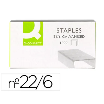 Q-CONNECT Grapas Q-Connect Nº 22/6 24/6 Galvanizadas Caja de 1000 Unidades