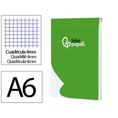 LIDERPAPEL Bloc Notas Liderpapel Cuadro 4MM A6 80 Hojas 60G/M2 Perforado