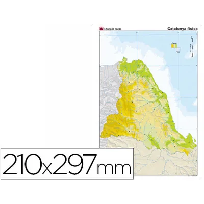 TEIDE Mapa Mudo Color DIN A4 Cataluña Fisico