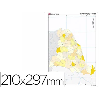 TEIDE Mapa Mudo Color DIN A4 Cataluña Politico
