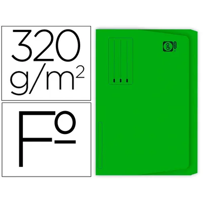 GIO Subcarpeta Cartulina Gio Folio Pocket Verde con Bolsa y Solapa 320G/M2