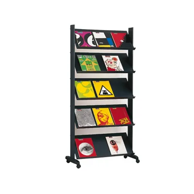 PAPERFLOW Expositor Paperflow de Suelo Movil Metalico con 5 Repisas Color Negro 855X1675X385 MM