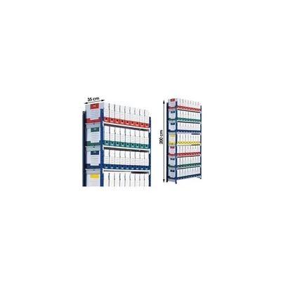 PAPERFLOW Estanteria Paperflow Metalica Azul 5 Estantes Gris 180KG por Estante 900KG por Modulo 200X100X35CM Adicional