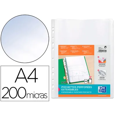 OXFORD Funda Multitaladro Oxford con Fuelle DIN A4 200 Mc Cristal