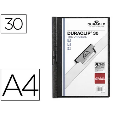 DURABLE Carpeta Duraclip Dossier Pinza Lateral Negro Capacidad 30 Hojas