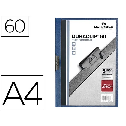 Carpeta Duraclip Dossier Pinza Lateral Azul Oscuro Capacidad 60 Hojas