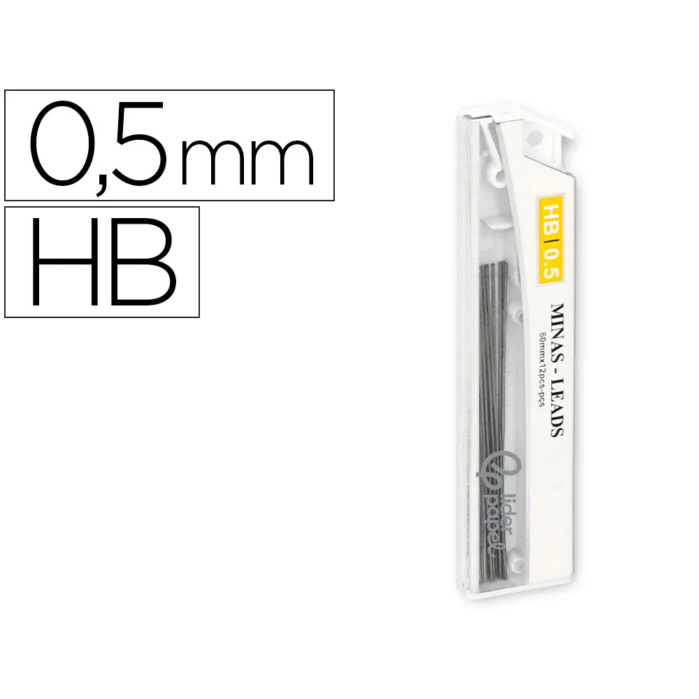 Minas Liderpapel Grafito 0,5 MM Hb Tubo de 12 Minas Longitud 60 MM