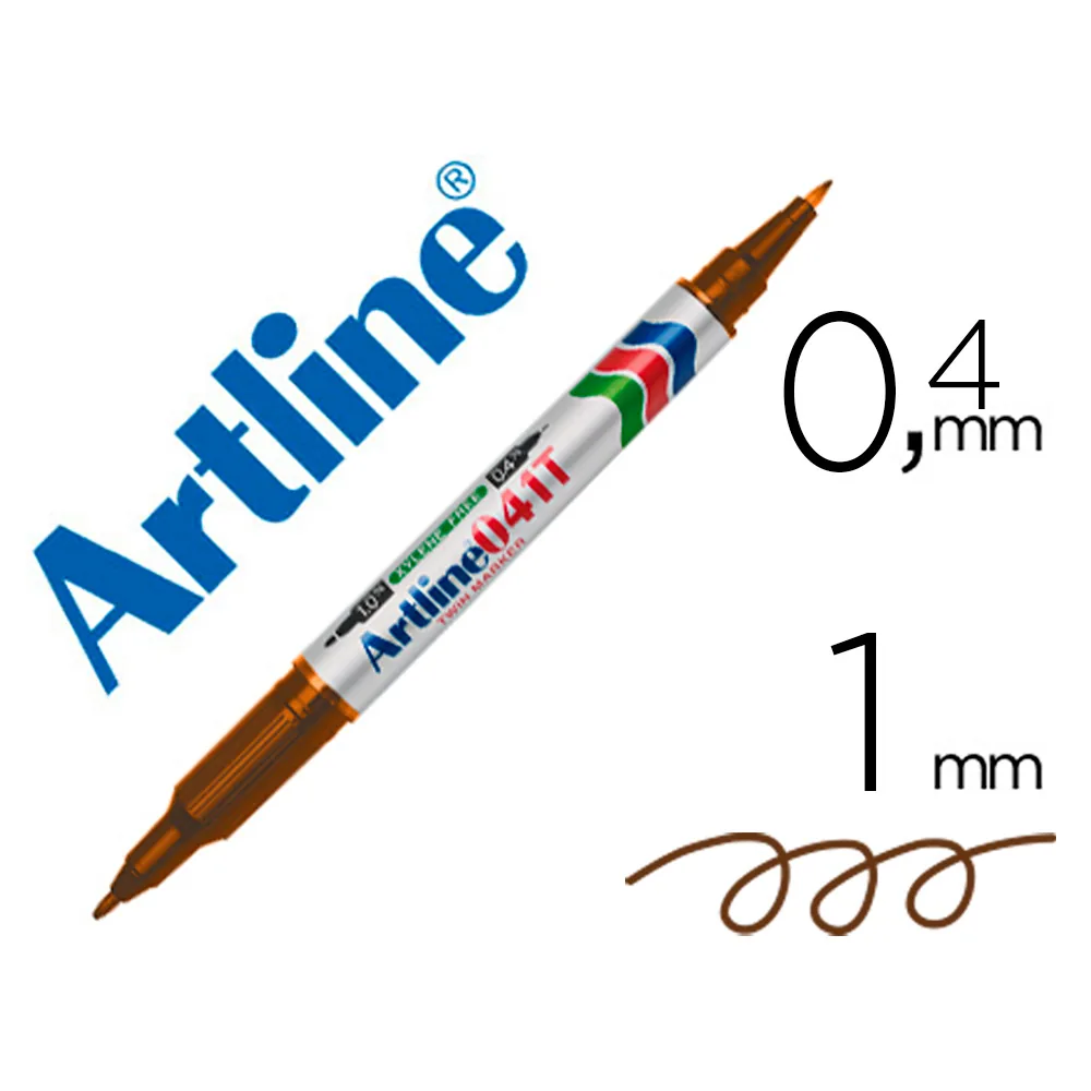Rotulador Artline Marcador Permanente EK-041T Marron -doble Punta 0.4 y 1.0 MM