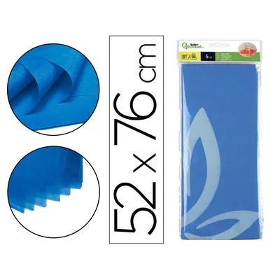 LIDERPAPEL Papel Seda Liderpapel 52X76CM 18G/M2 Bolsa de 5 Hojas Azul