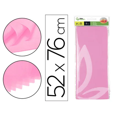 LIDERPAPEL Papel Seda Liderpapel 52X76CM 18G/M2 Bolsa de 5 Hojas Rosa