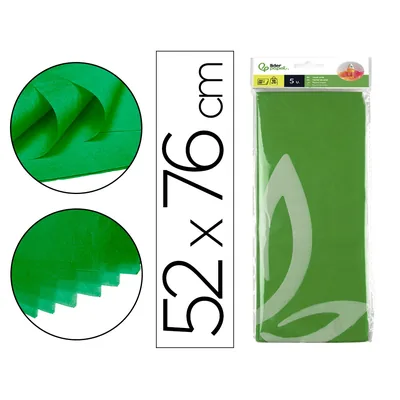 LIDERPAPEL Papel Seda Liderpapel 52X76CM 18G/M2 Bolsa de 5 Hojas Verde