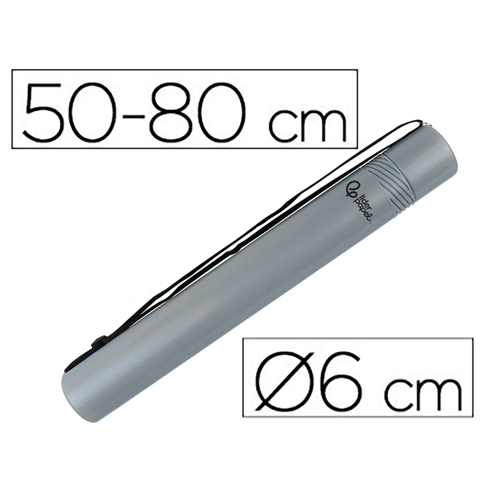 Portaplanos Plastico Liderpapel Diametro 6 CM Extensible Hasta 80 Gris