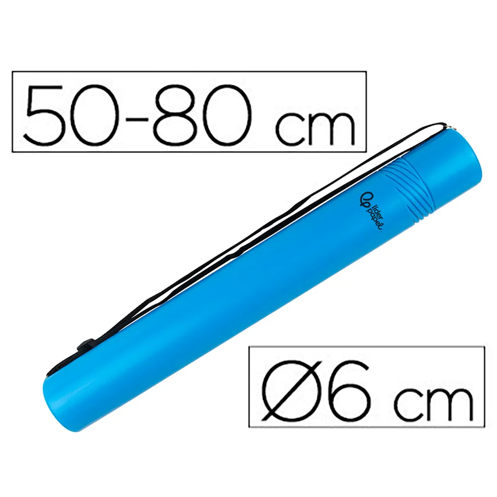 Portaplanos Plastico Liderpapel Diametro 6 CM Extensible Hasta 80 Azul