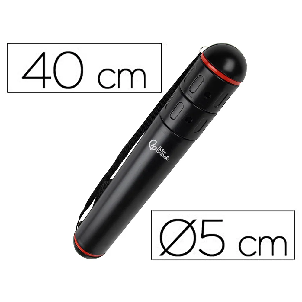 Portaplanos Plastico Liderpapel Diametro 5 X 40 CM No Extensible Negro