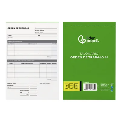 LIDERPAPEL Talonario Liderpapel Orden de Trabajo Cuarto Original y Copia T255