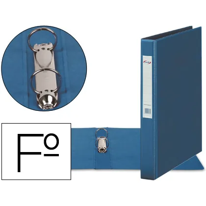 Carpeta 2 Anillas 40 MM Plastico Pardo Folio Azul