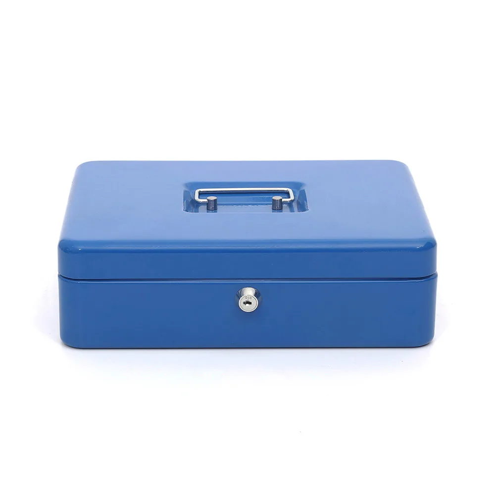 Caja Caudales Q-Connect 12" 300X240X90 MM Azul con Portamonedas