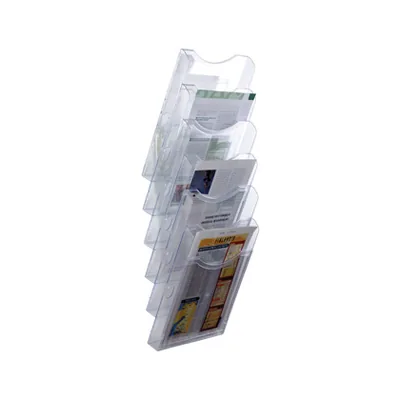 ARCHIVO 2000 Expositor Mural Archivo 2000 de Pared 6 Bandejas DIN A4 Transparente 190X235X685 MM Separadores Moviles Ajustables